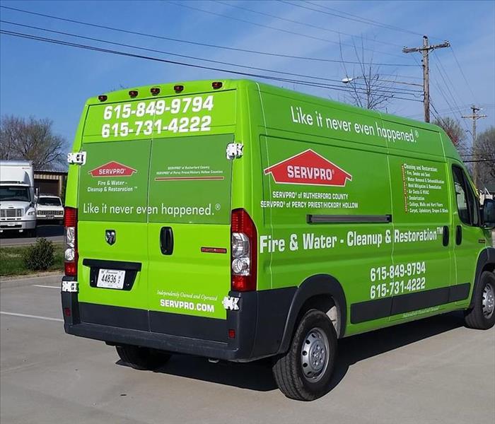 New SERVPRO truck in a parking lot